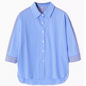 Картинка Рубашка синяя полоска колорблок спина от магазина LonnaMag