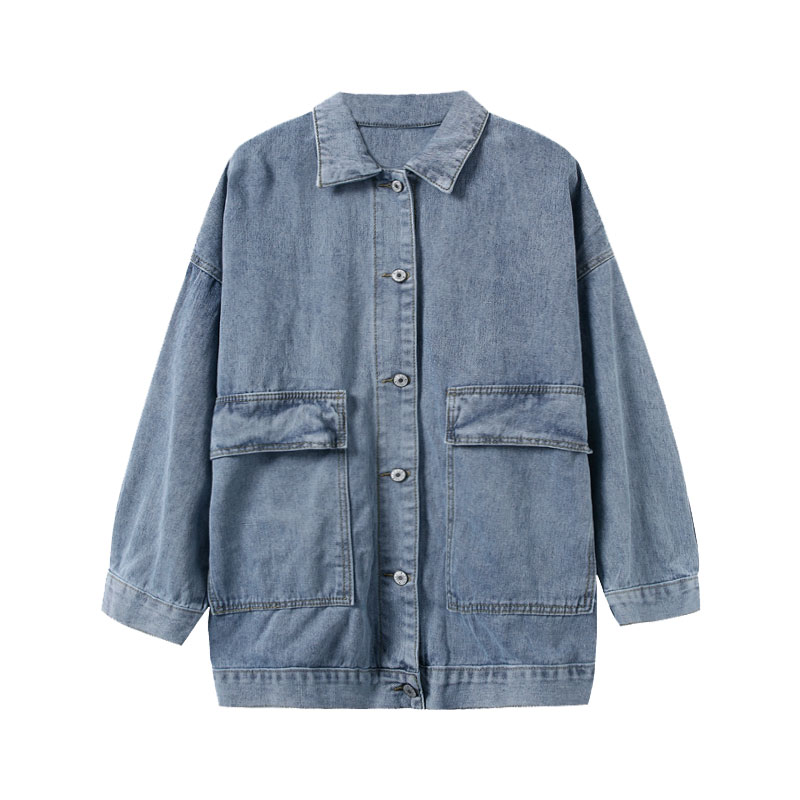 Картинка Куртка джинсовая oversize базовая 2 накладных кармана от магазина LonnaMag