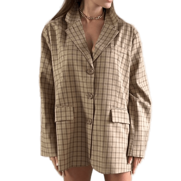 Картинка Пиджак oversize 3 пуговицы карман под платок - клетка от магазина LonnaMag