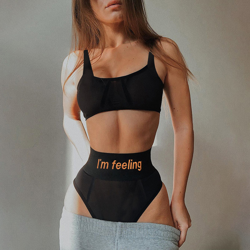 Картинка Комплект белья из сетки топ + высокие трусики I`m feeling от магазина LonnaMag