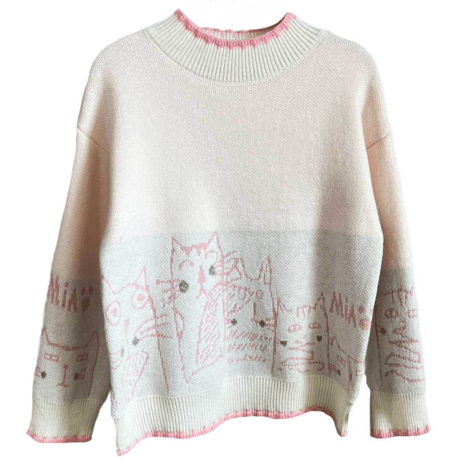 Картинка Свитер oversize мульт кошки коты контур MIA от магазина LonnaMag