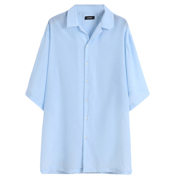Картинка Рубашка длинная oversize GACHU рукав 2/4 отложной ворот от магазина LonnaMag