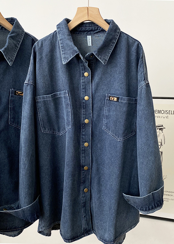 Картинка Джинсовая рубашка на кнопках oversize прямоугольник от магазина LonnaMag