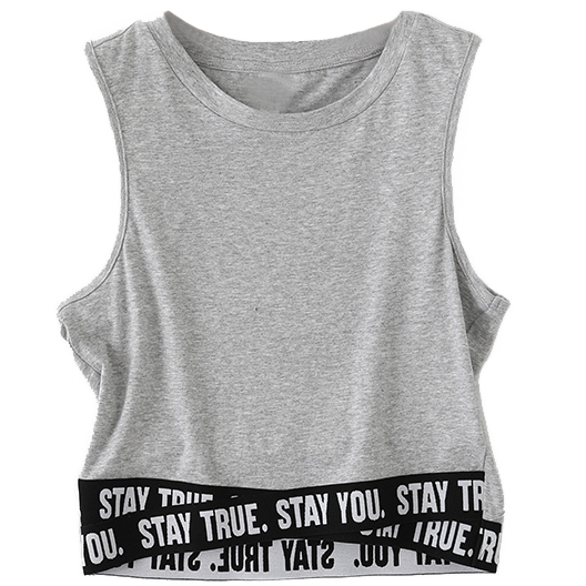 Картинка Топ майка резинка с надписью Stay true. Stay you. от магазина LonnaMag
