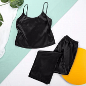 Пижама шелк топ кружево на спине + брюки