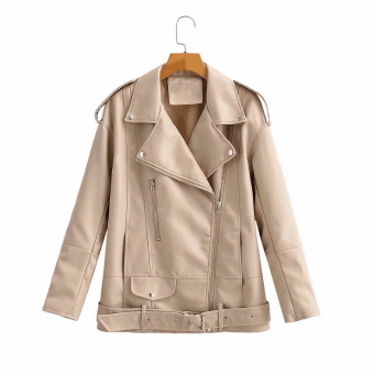 Куртка косуха oversize одна молния + 2 кармана нашивка с кнопкой + пояс