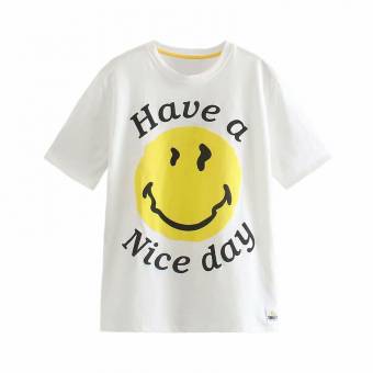 Футболка принт размытый смайлик have a nice day
