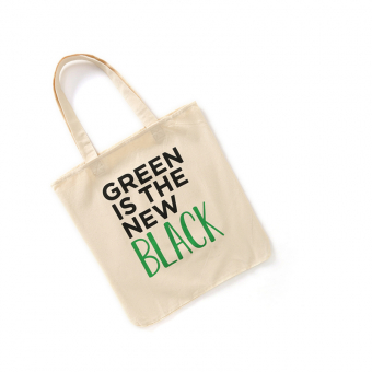 Сумка шоппер холщовая надпись GREEN IS THE NEW BLACK