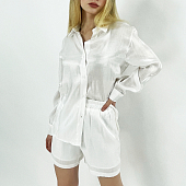 Костюм легкая блестящая ткань рубашка + шорты