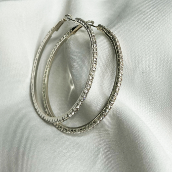 Серьги кольца в мелких стразах 6 см