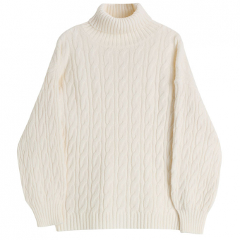 Свитер объемный oversize высокий ворот вязка косы