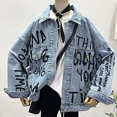 Картинка Джинсовка oversize вышивка английские буквы от магазина LonnaMag