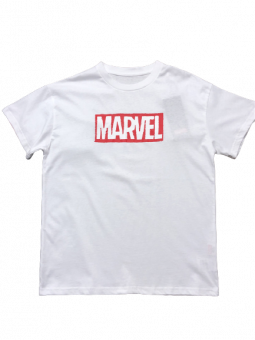 Футболка белая надпись Marvel