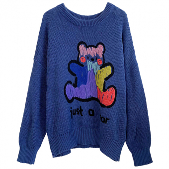Свитер oversize принт разноцветный Медведь Just a bear