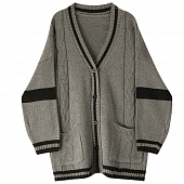 Картинка Кардиган серый oversize черные полосы 2 кармана от магазина LonnaMag