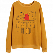Картинка Свитшот принт Винни Пух надпись I`d rather be in bed (флис) от магазина LonnaMag