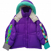 Картинка Куртка пуховик oversize с капюшоном объемные рукава с цветной вязкой косы  от магазина LonnaMag