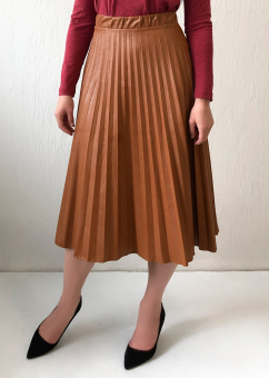 Юбка кожаная эко кожа в складку plus size