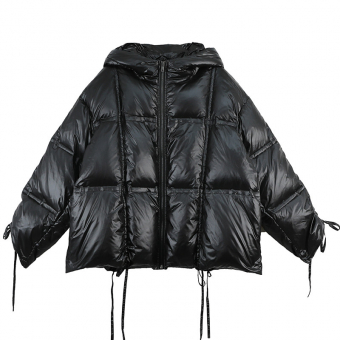 Куртка дутая oversize трапеция завязки из швов