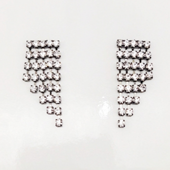 Серьги короткие 5 цепочек из страз 3 см