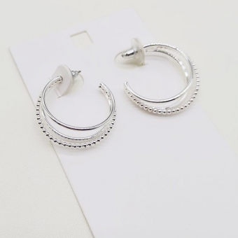 Серьги кольца из 3 полос шарики