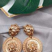 картинка Серьги в стиле versace круг со львом лев от магазина LonnaMag