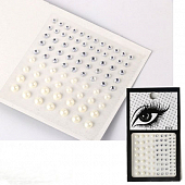 Наклейки для макияжа - жемчуг + серебряные стразы
