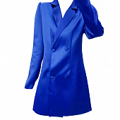 Пиджак длинный двубортный синий атлас (платье)