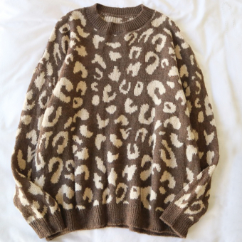 Свитер широкий oversize узор леопард пятна