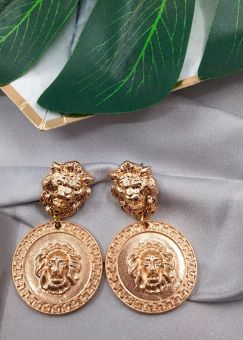 Серьги в стиле versace круг со львом лев