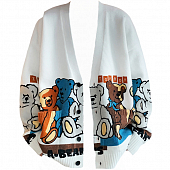 Кардиган oversize цветной принт надписи - Медведи