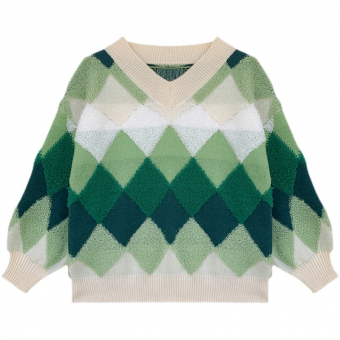 Свитер oversize цветные ромбы мохер