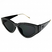 Очки овал кошачий глаз в мелких стразах 