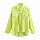 Картинка Рубашка куртка вельвет oversize неон внизу бахрома от магазина LonnaMag