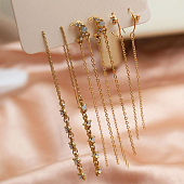 картинка Серьги длинные цепочки набор 3 пары мутные стразы от магазина LonnaMag