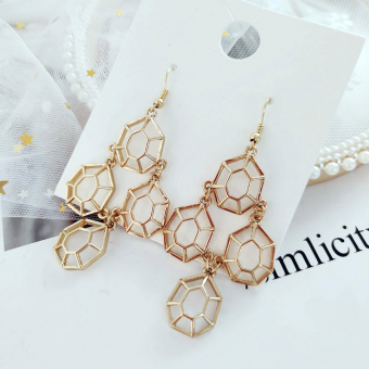 Серьги длинные 4 семиугольника