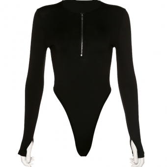 Боди длинные рукава замок спереди на груди сзади стрингами