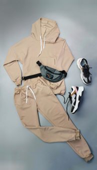 Костюм спортивный oversize худи шнурки снизу и сверху + брюки