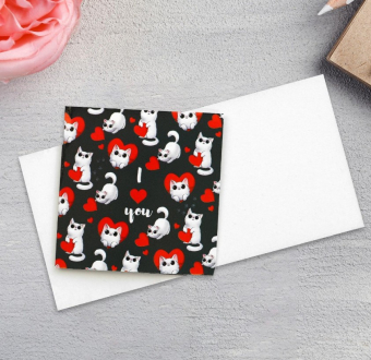 Открытка-мини «I Love you»,котята, 7 х 7см