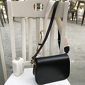 картинка Сумка crossbody гладкая полукруг 2 ремня кожа + белый текстиль от магазина LonnaMag