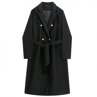 Пальто на запах oversize 4 золотые пуговицы пояс